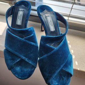 Prada Blue Suede Sandals